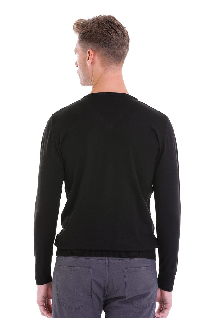 Comfort Fit Plain Wool Blend Beige V - Neck Sweater - MIB