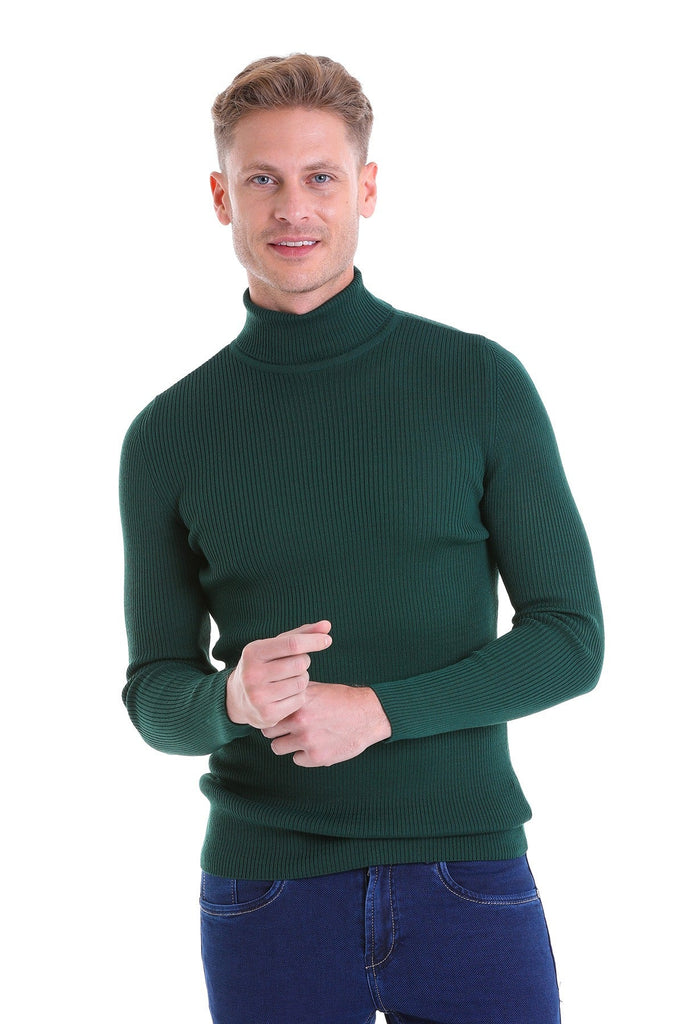 Comfort Fit Plain Wool Blend Black Turtleneck Sweater - MIB