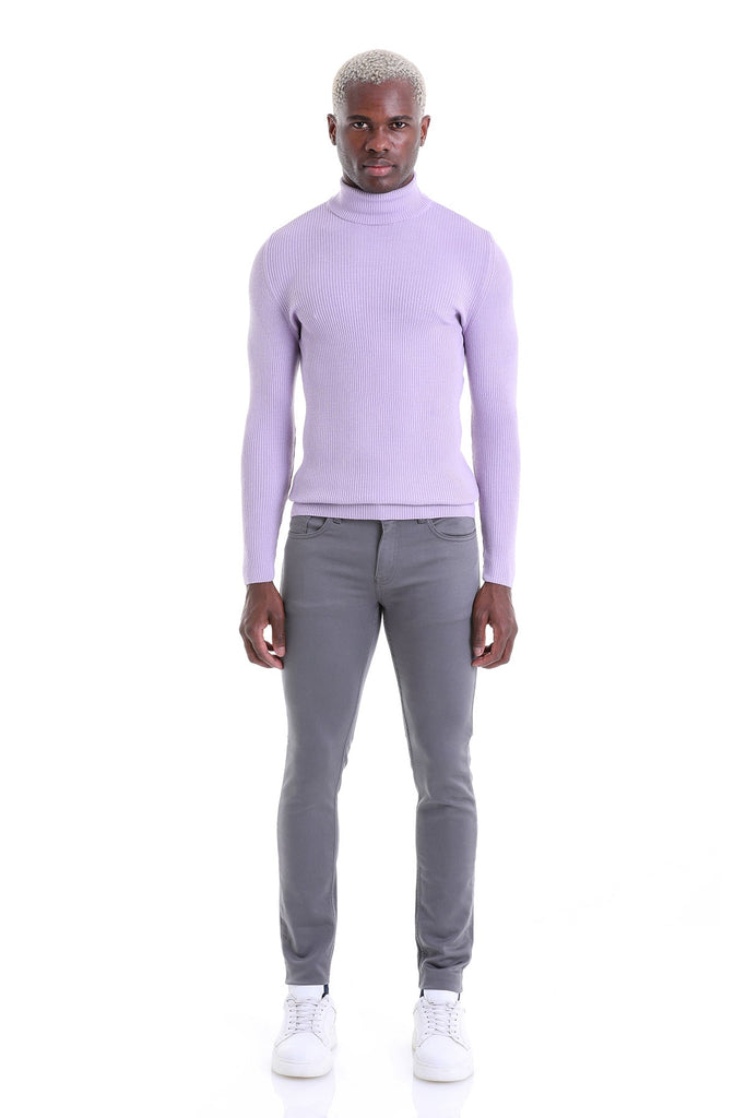 Comfort Fit Plain Wool Blend Black Turtleneck Sweater - MIB