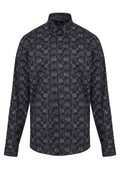 Comfort Fit Printed Cotton Dark Gray Casual Shirt