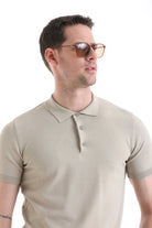 Comfort Fit Rayon Beige Polo T-Shirt - SAYKI