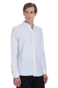 Comfort Fit White Button-Down Long Sleeve Casual Shirt