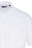 White button-down shirt with a crisp, tailored fit and subtle texture.