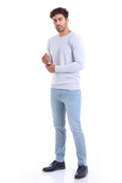 Comfort Fit Wool Blend Light Gray Crewneck Sweater - MIB