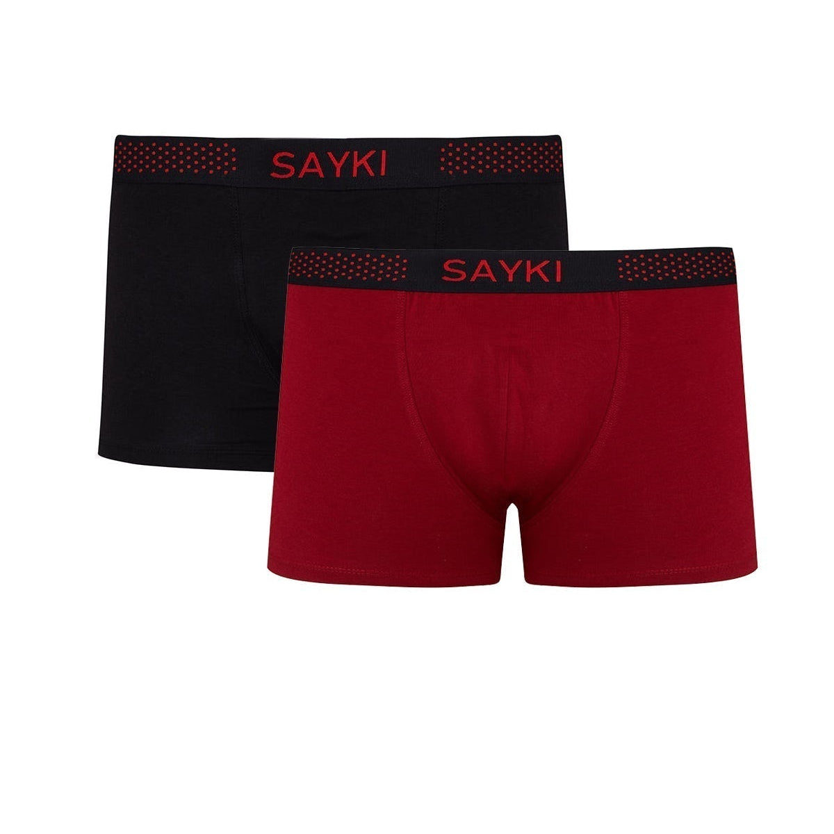 Dot Patterned Red - Black Modal Jersey Boxer – SAYKI
