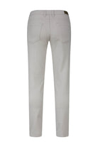 Light gray slim-fit dynamic fit pocket low waist linen-tone casual pants with subtle stitching for smart casual wear
