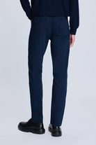 Dynamic Fit 5 Pocket Navy Cotton Blend Casual Pants - SAYKI