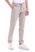 Dynamic Fit Cotton Beige Casual Chino Pants - SAYKI