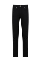 Black slim-fit denim jeans with a classic five-pocket design and silver-toned hardware.