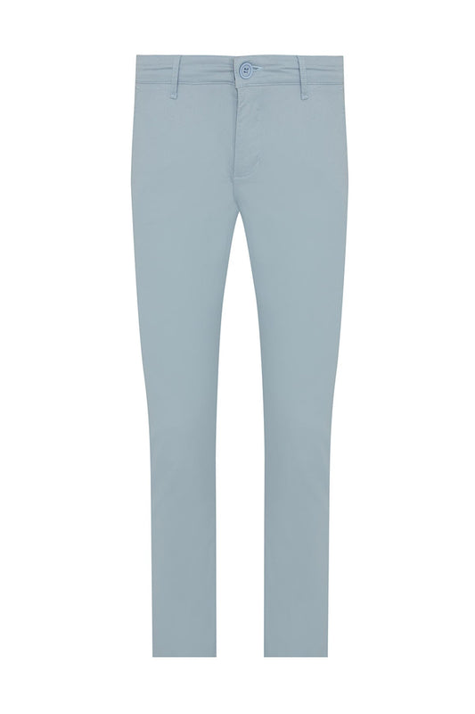Dynamic Fit Low Waist Cotton Blue Fog Casual Pants - SAYKI