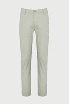 Beige chino trousers with a classic straight-leg cut and subtle creasing.