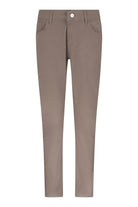 Beige slim-fit trousers with a clean, modern design and subtle stitching details.