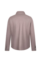 A sleek muted taupe men’s dynamic fit wool-blend shirt jacket with classic collar and buttoned cuffs for smart casual wear