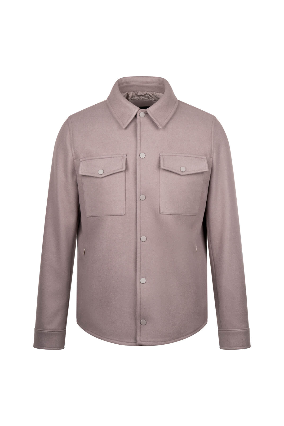 Dynamic fit smart casual mink wool-blend shirt jacket in muted taupe with classic collar and chest pockets