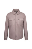 Dynamic fit smart casual mink wool-blend shirt jacket in muted taupe with classic collar and chest pockets