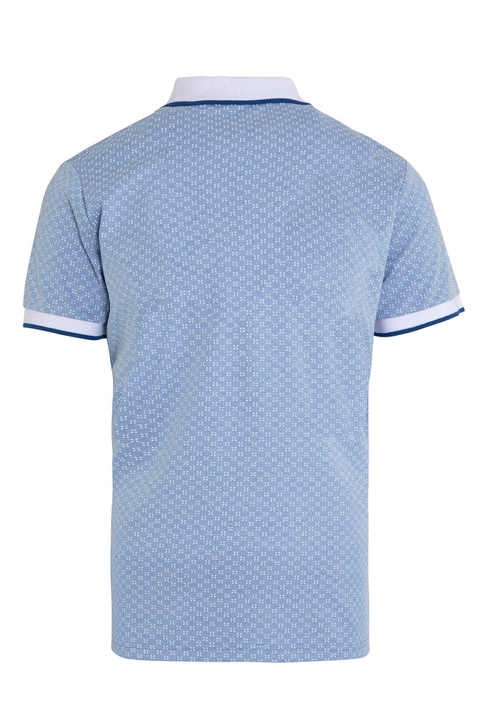 Dynamic Fit Printed Cotton Blue Polo T-shirt - MIB