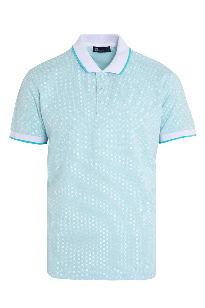 Dynamic Fit Printed Cotton Blue Polo T-shirt - MIB