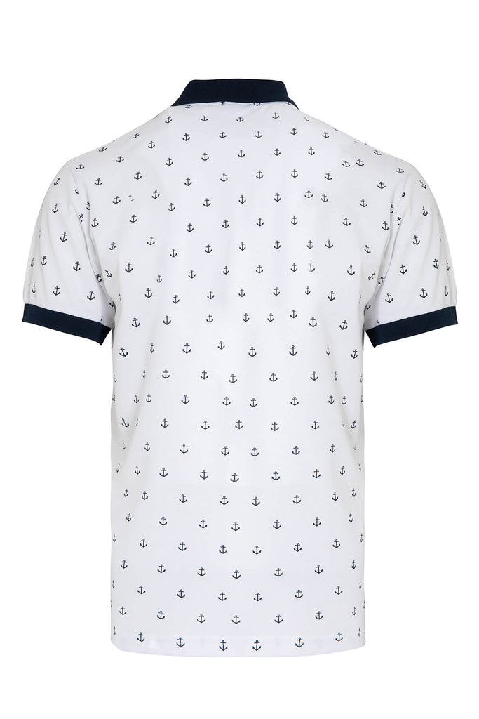 Dynamic Fit Printed Cotton White Polo T-shirt - MIB