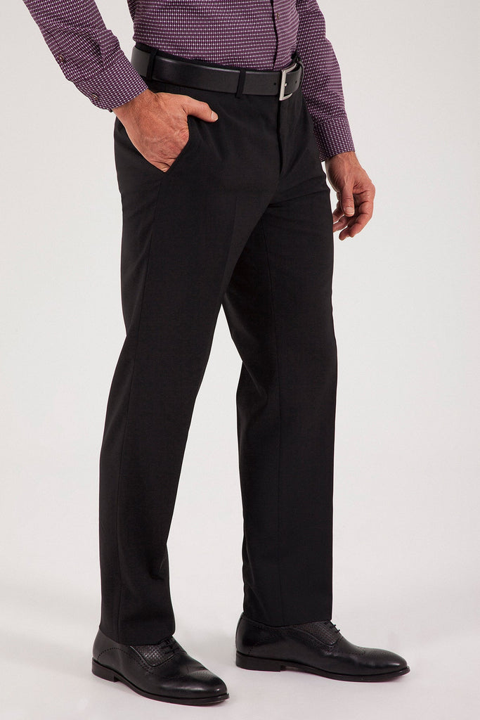 Dynamic Fit Side Pocket Low Waist Unpleated Wool Black