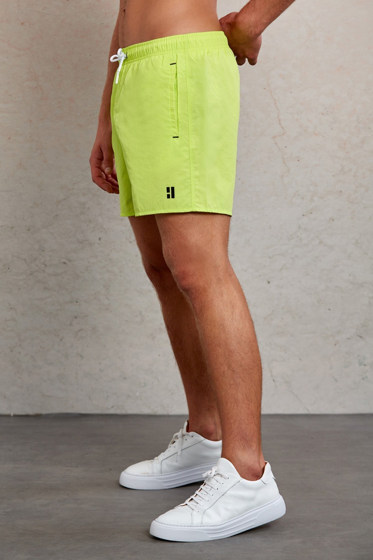 Dynamic Fit Side Pocket Plain Quick Dry Green Swim Trunks