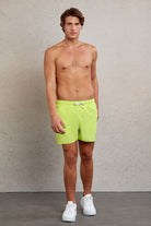 Dynamic Fit Side Pocket Plain Quick Dry Green Swim Trunks
