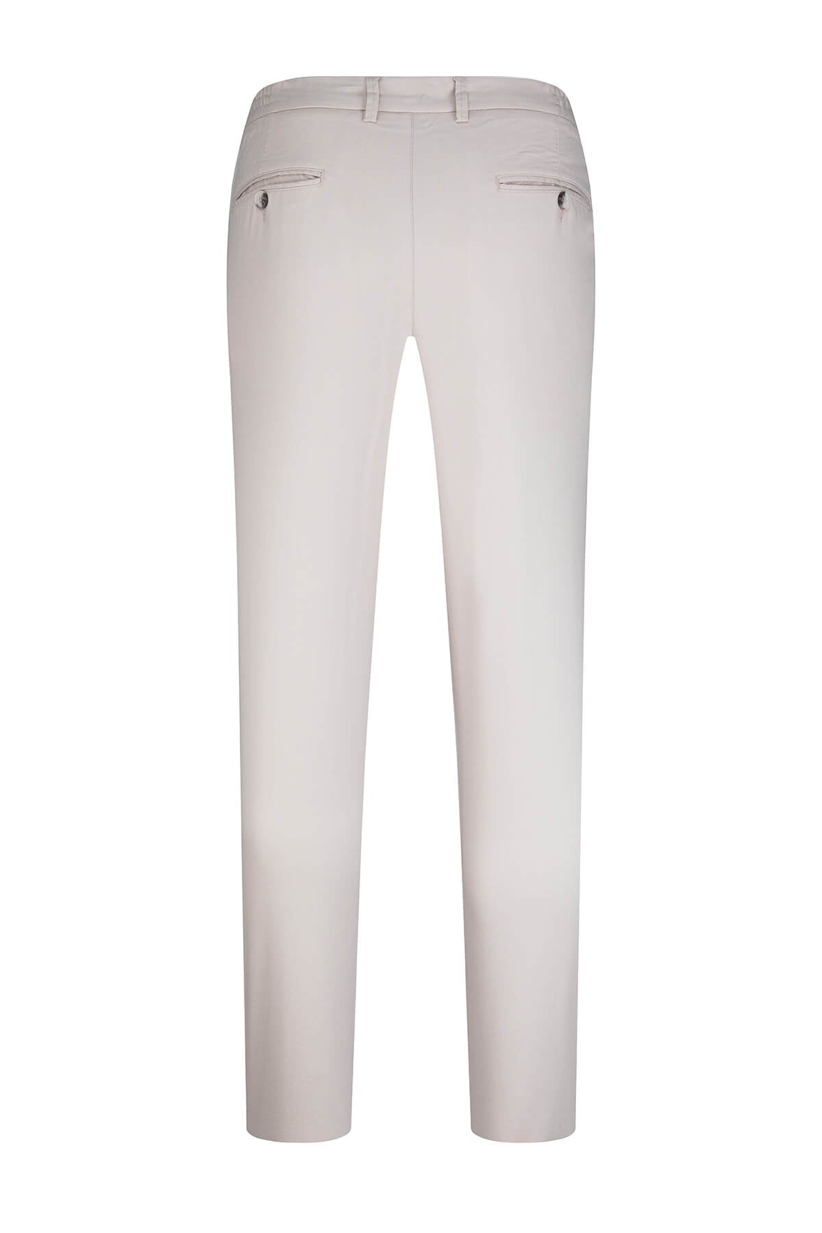 Beige dynamic fit stone tencel jogger pants with tailored straight-leg cut and subtle side pockets