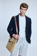 Dynamic Fit White Striped Linen-Blend Shorts