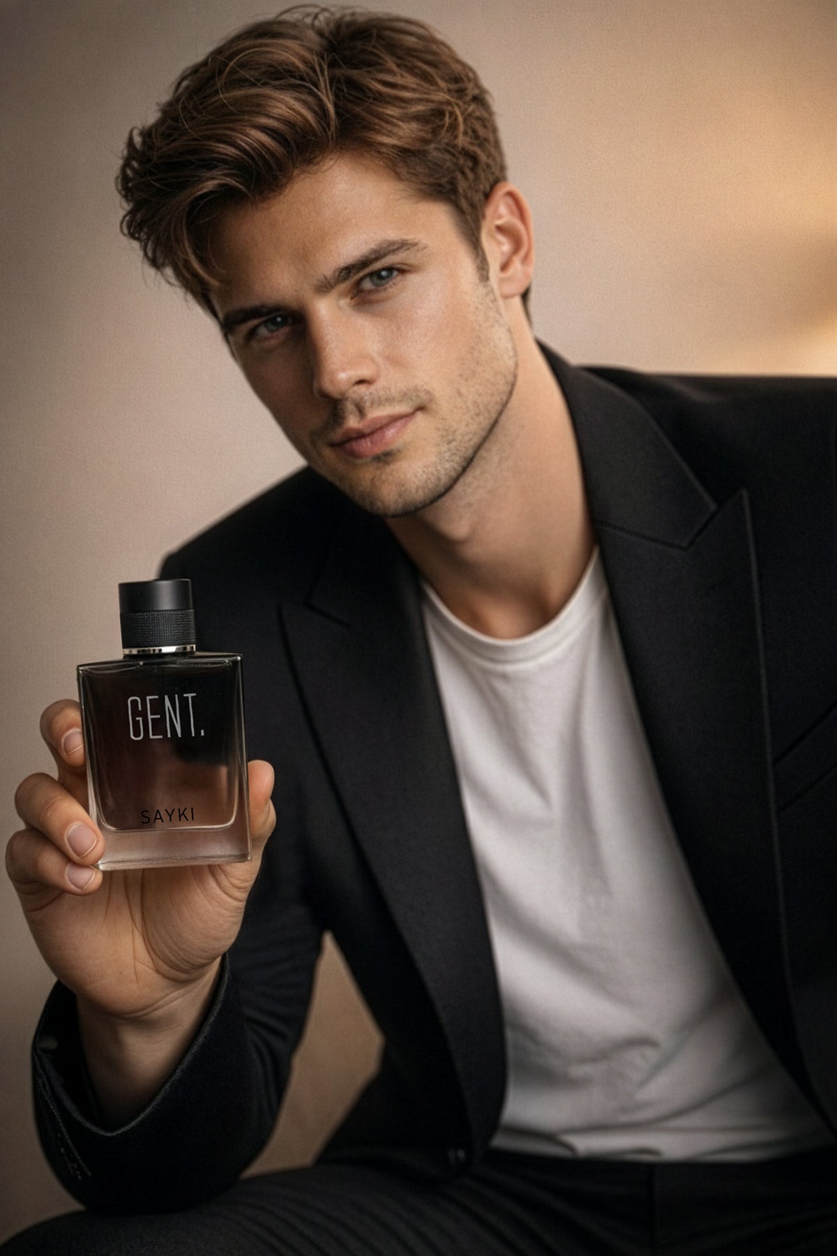 A sleek dark glass bottle of gent men’s eau de parfum 100 ml for a refined and modern fragrance experience