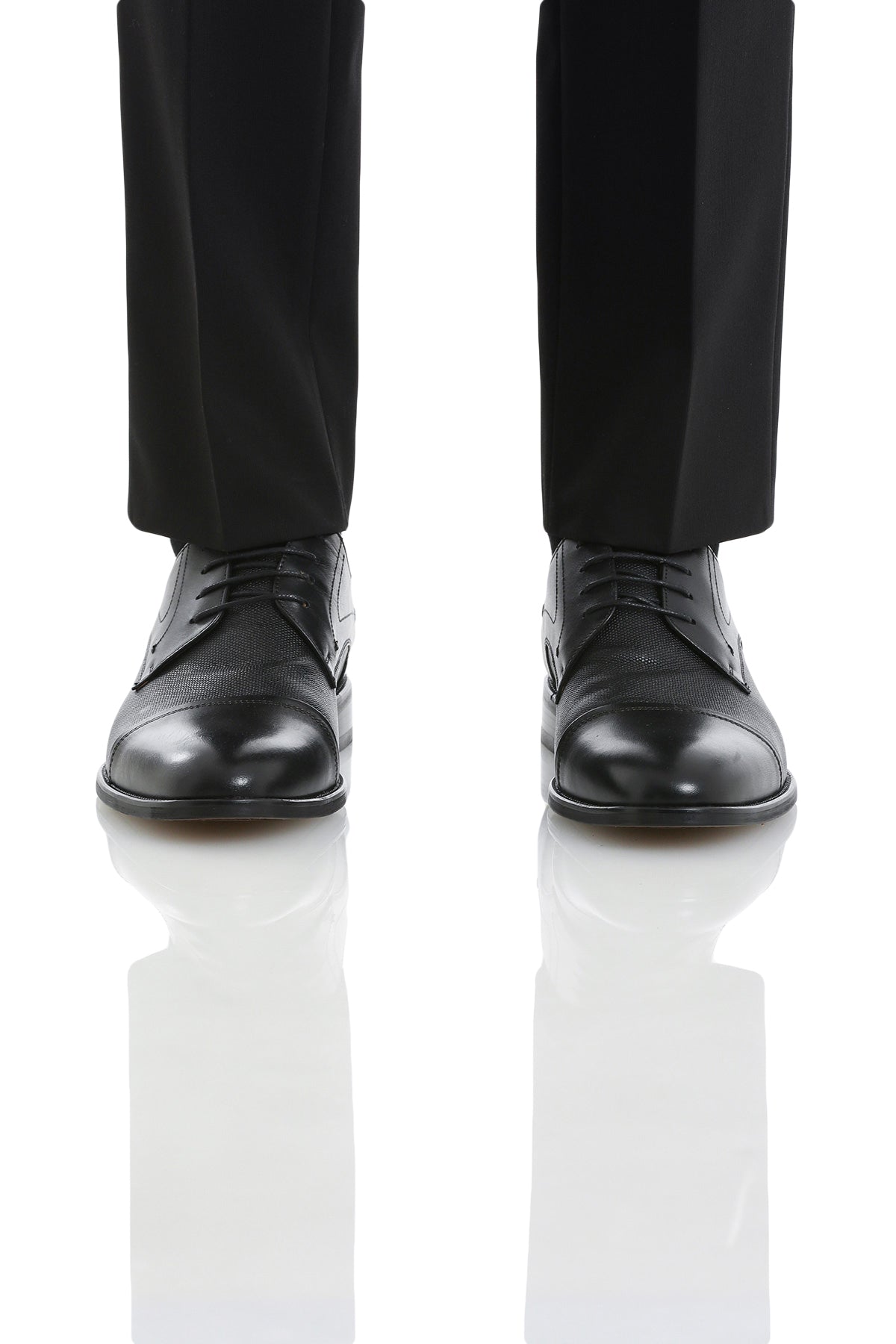 Lace Up 100% Leather Black Aniline Classic Shoes - SAYKI