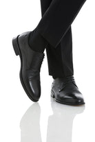 Lace Up 100% Leather Black Aniline Classic Shoes - SAYKI