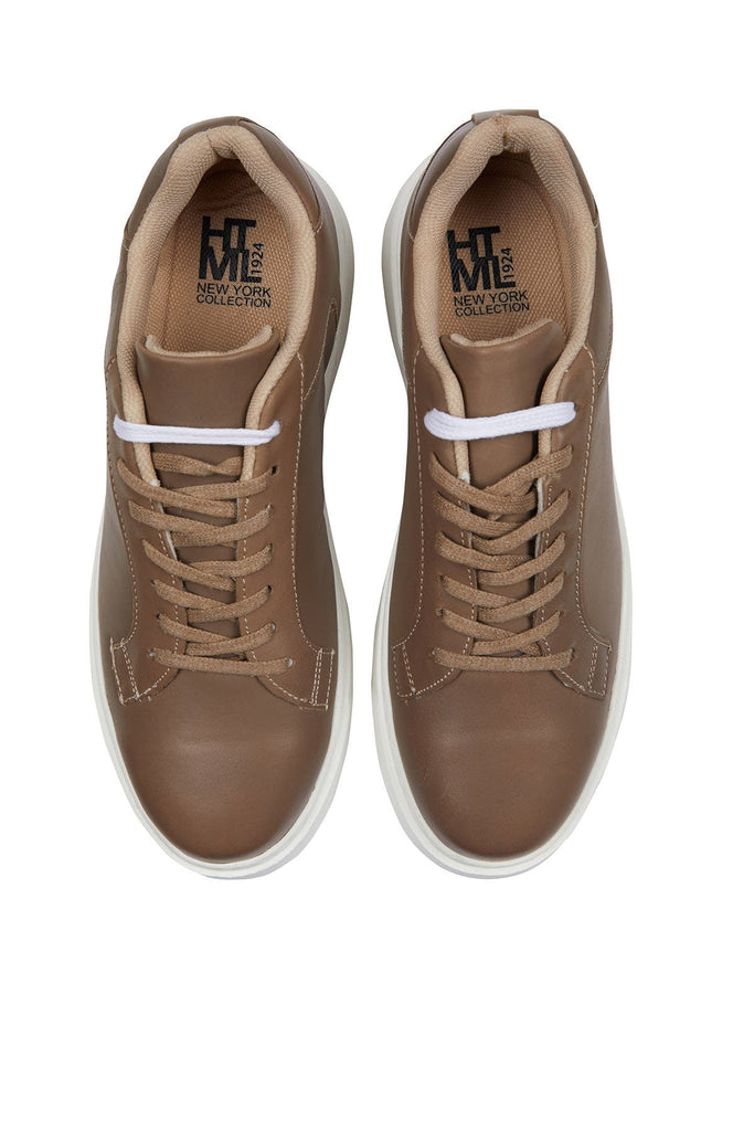 Lace Up 100% Leather Sneakers - SAYKI