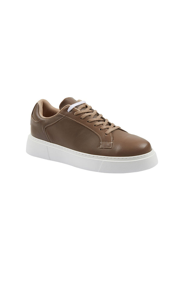 Lace Up 100% Leather Sneakers - Mink / 40 / R - Sneakers