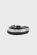 Leather Double Set Black - Gray Melange Bracelet