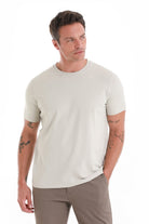 Linen Tone Regular Fit Cotton Blend Crewneck T Shirt SAYKI