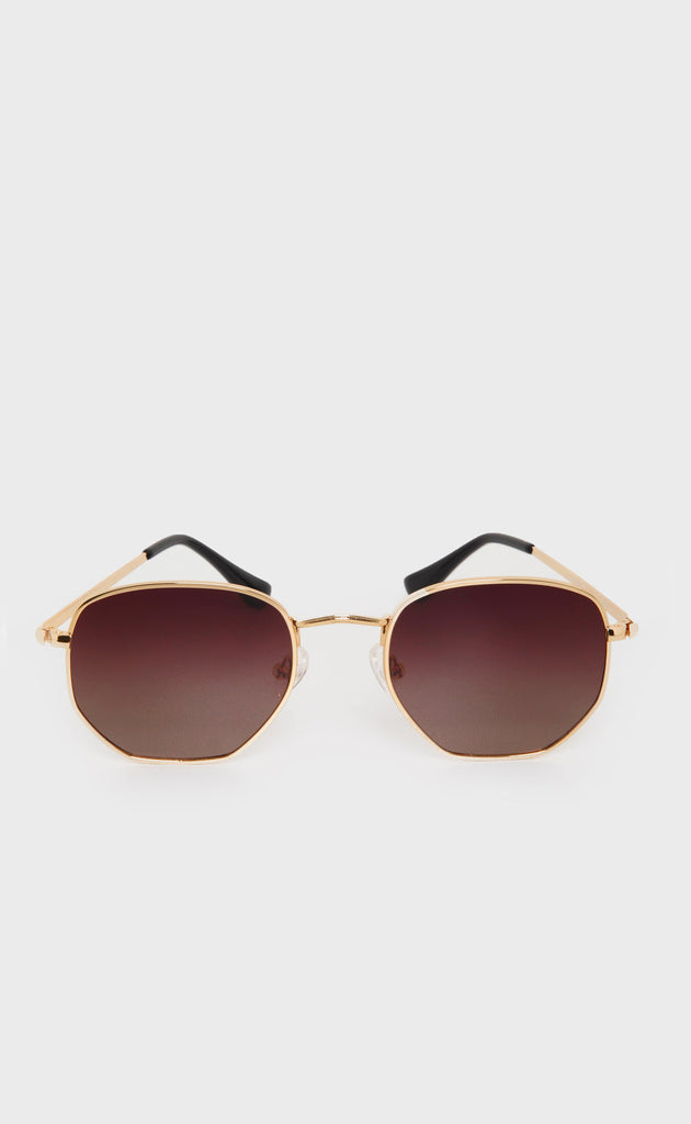Metal Gold-Brown Sunglasses - MIB