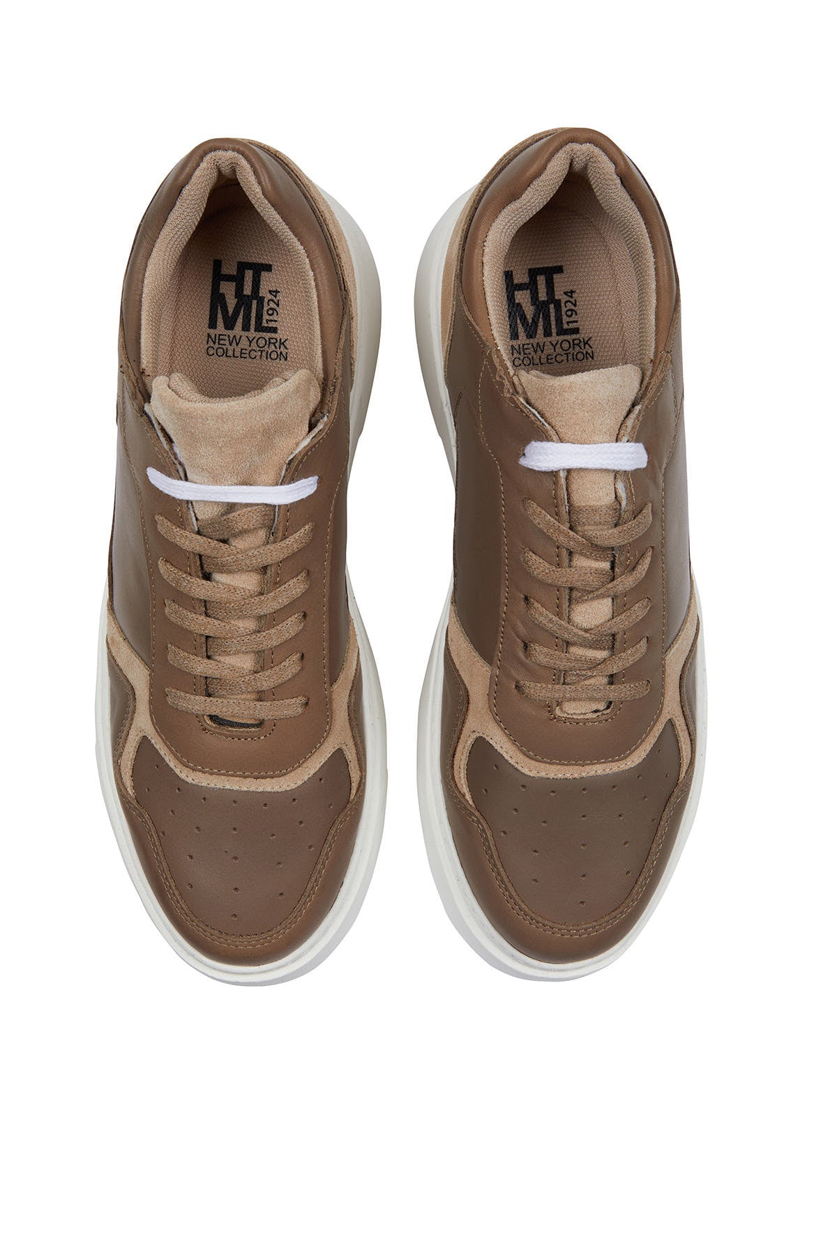 Mink Lace-Up 100% Leather Sneakers - SAYKI