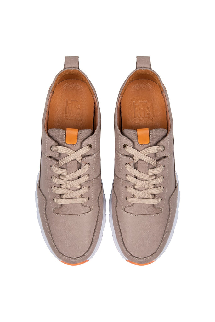 Mink Lace - Up Leather Sneakers - MIB