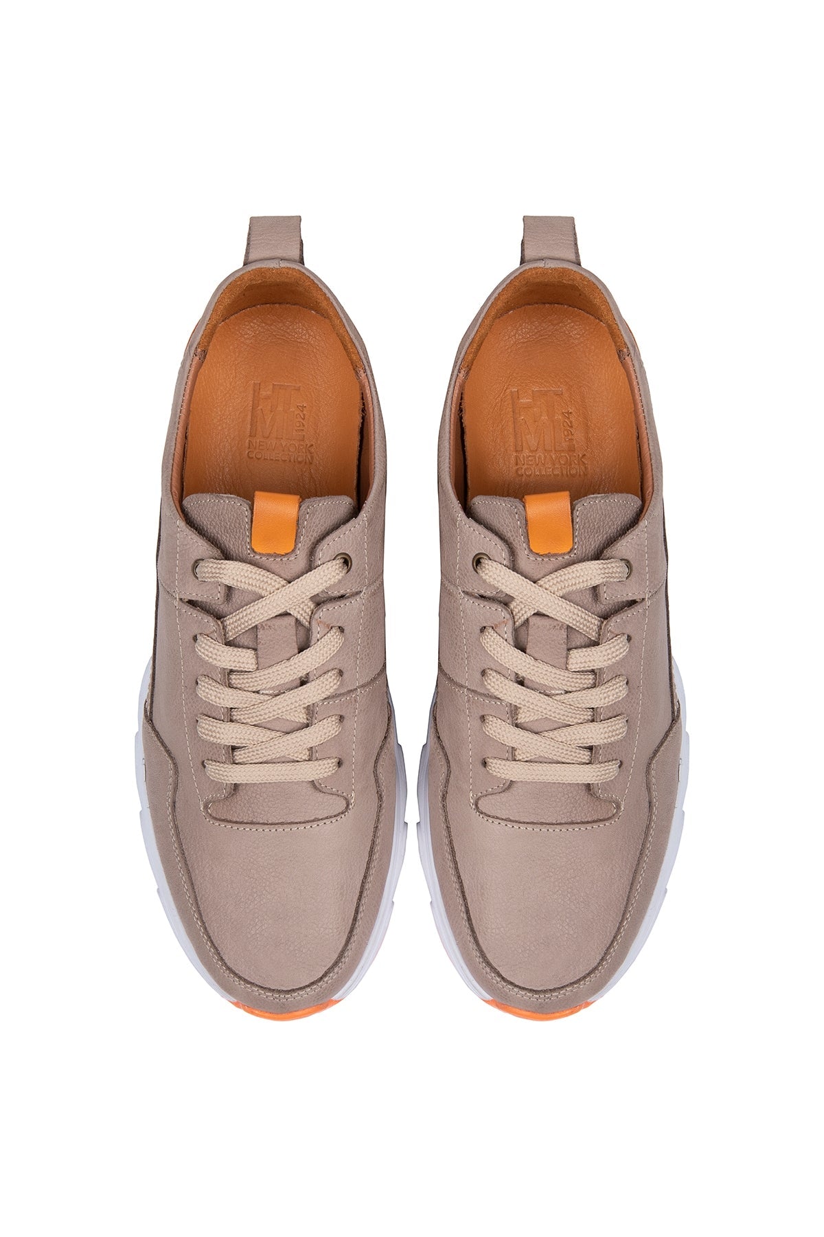 Mink Lace-Up Leather Sneakers Mink - MIB