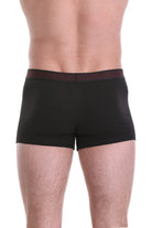 Black briefs with a red dotted waistband.