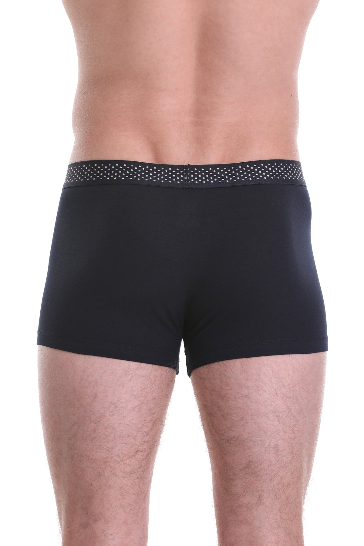 Black briefs with a dotted waistband.