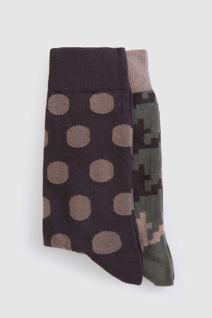 Modelled Cotton Dark Blue - Dark Burgundy Socks - Socks