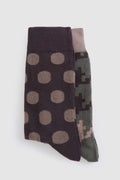 Modelled Cotton Dark Blue - Dark Burgundy Socks, Brown - Khaki