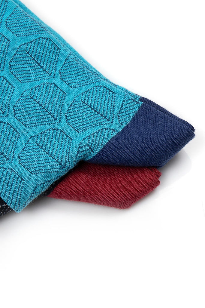 Modelled Cotton Navy - Turquoise Socks MIB