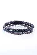 Multi-Layer Charcoal Leather Bracelet