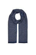 Navy - Beige Leaf Patterned Scarf