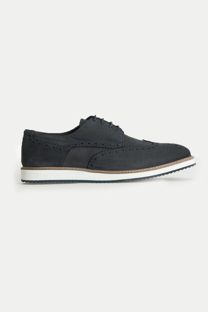 Navy Classic Leather Lace-up Shoes with Lightweight EVA