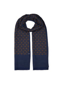 Navy - Gold Patterned Scarf