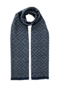 Navy - Gray Diamond Patterned Scarf