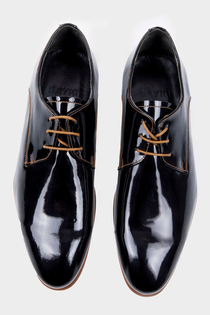 Navy Patent Patent Leather Lace - Up Tuxedo Shoes - MIB