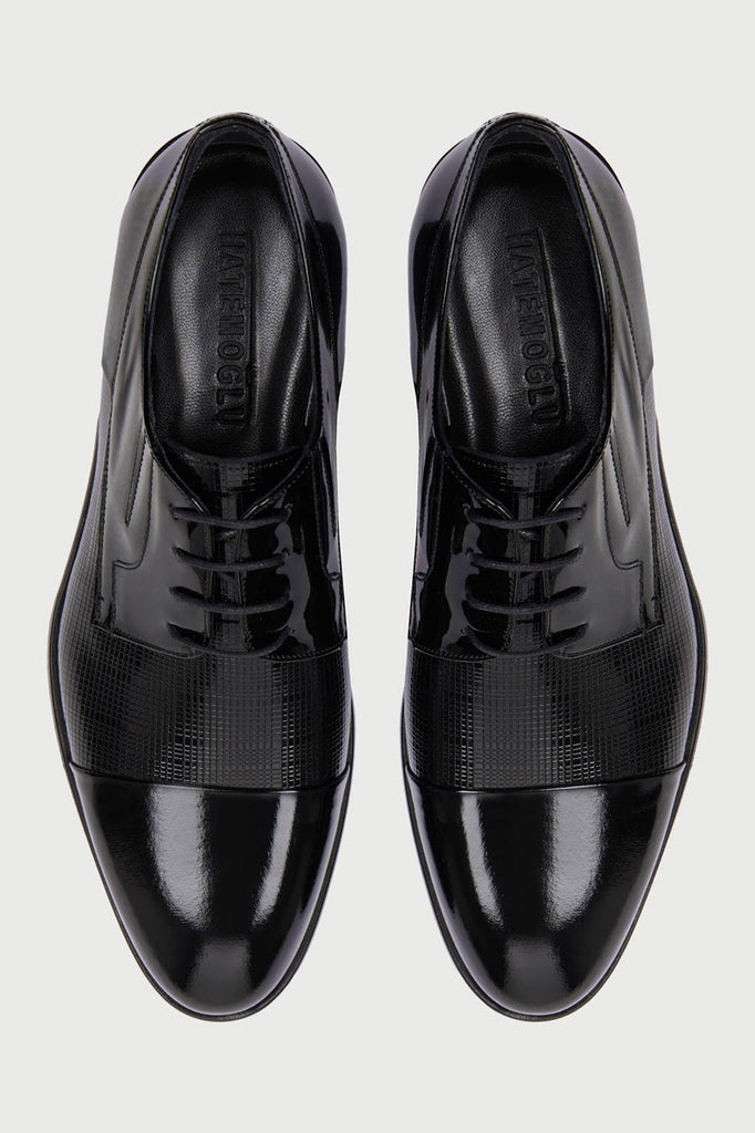 Navy Patent Leather Lace - Up Tuxedo Shoes - MIB